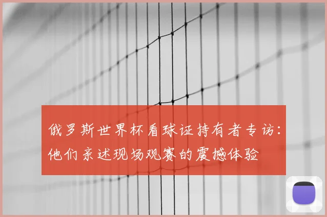 俄罗斯世界杯看球证持有者专访：他们亲述现场观赛的震撼体验